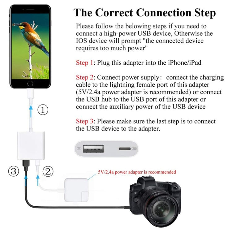 Adaptateur 2 en 1 8 broches mâle vers 8 broches/USB 3.0 femelle pour appareil photo, adaptateur 2 en 1 8 broches vers USB