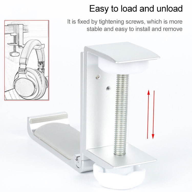 Desktop Lock Clip Type Metal Foldable Headset Stand Display Hanger, Desktop Lock Clip Type