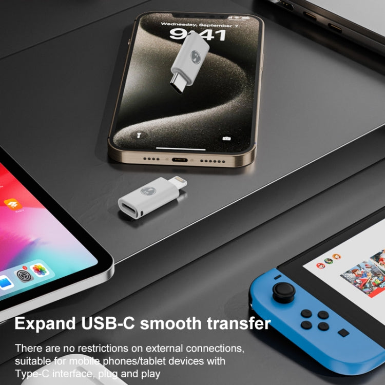 8 Pin Male to USB-C/Type-C Female ABS Charging Adapter, 8 Pin to Type-C