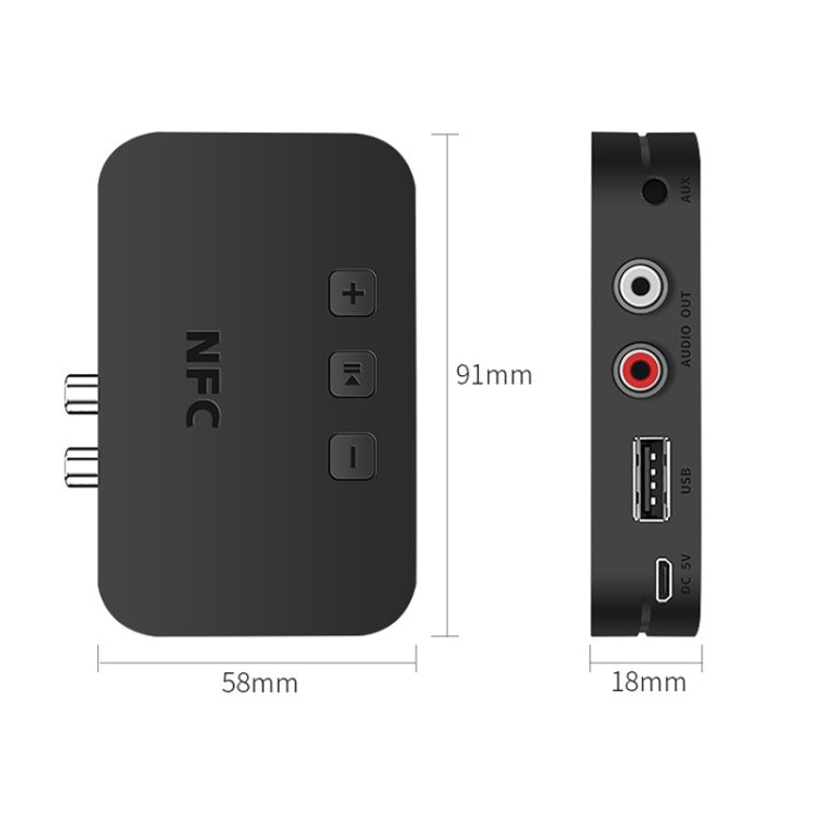 TI-800 NFC Desktop Bluetooth 5.0  Adapter Music Receiver for USB Drive Reads Bluetooth Speaker, TI-800