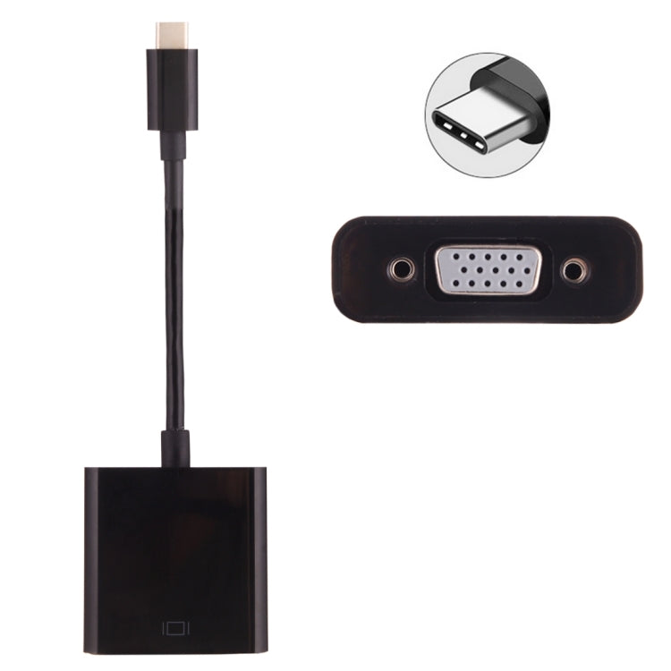 Câble adaptateur USB-C / Type-C 3.1 mâle vers VGA femelle pour MacBook 12 pouces, Chromebook Pixel 2015, tablette PC Nokia N1, longueur : environ 10 cm