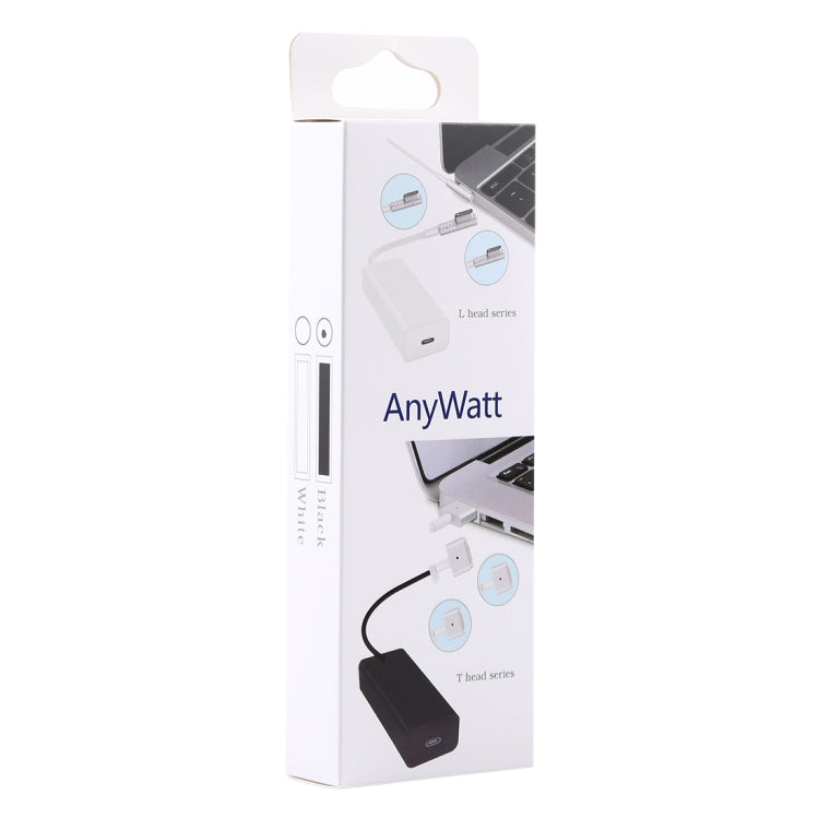 AnyWatt 85W USB-C / Type-C Female to 5 Pin MagSafe 1 Male L Head Series Charge Adapter Converter for MacBook, 85W Black