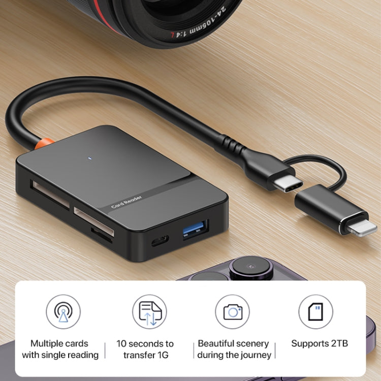 ADS-315 8 in 1 Type-C+8 Pin Multi-function Card Reader, ADS-315