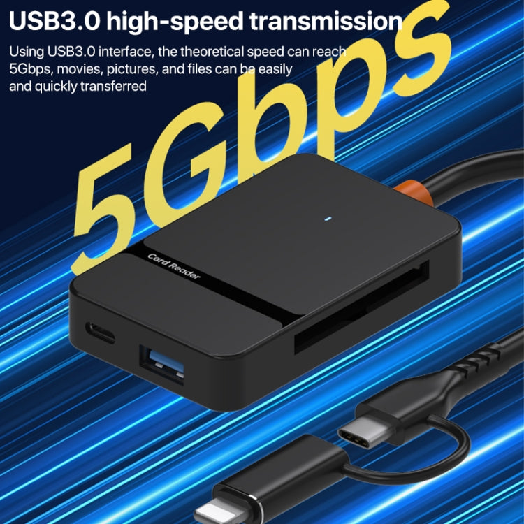 ADS-315 8 in 1 Type-C+8 Pin Multi-function Card Reader, ADS-315