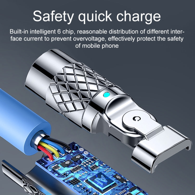 Mech Series 6A 120W USB to 8 Pin 180-degree Metal Plug Fast Charging Cable, Length: 1.8m, 1.8m 8 Pin, 1.8m 180-degree 8 Pin