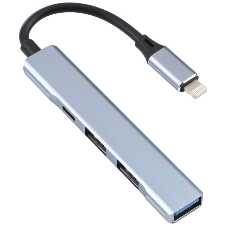 S-209 3 in 1 8 Pin Male to Dual USB 2.0 + USB 3.0 Female Adapter HUB, S-209 (Silver), S-209 (Silver Grey)