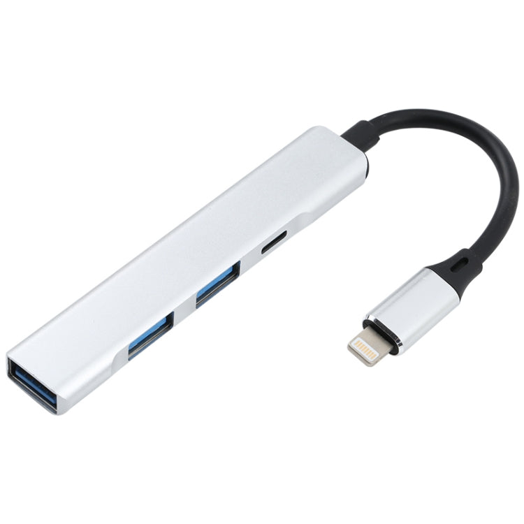 S-209 3 in 1 8 Pin Male to Dual USB 2.0 + USB 3.0 Female Adapter HUB, S-209 (Silver), S-209 (Silver Grey)