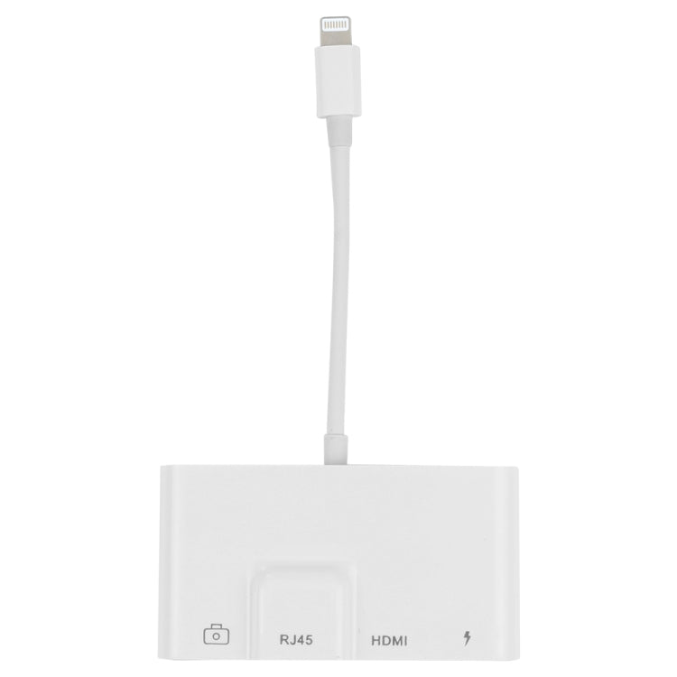 Adaptateur 4 en 1 8 broches mâle vers 8 broches d'alimentation + RJ45 Ethernet + HDMI + USB caméra femelle OTG AV numérique, RJ45 Ethernet