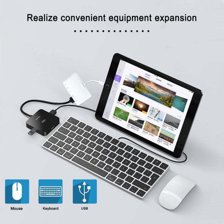 Adaptateur AV numérique OTG 5 en 1 8 broches mâle vers USB + HDMI + emplacement pour carte TF/SD + alimentation 8 broches femelle, emplacement pour carte TF/SD