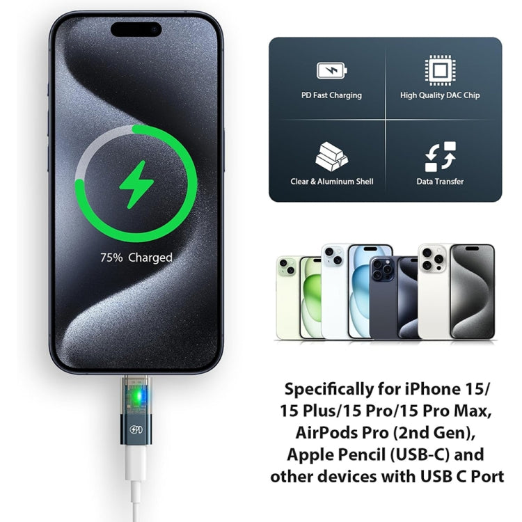 JH-115 USB-C/Type-C Male to 8 Pin Female PD Charging Adapter, JH-115 Type-C to 8 Pin