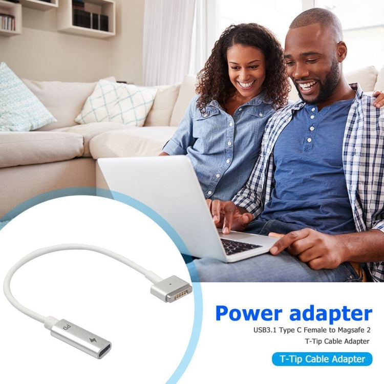 5 Pin MagSafe 2 (T-Shaped) to USB-C / Type-C PD Charge Adapter, Type-C to MagSafe 2