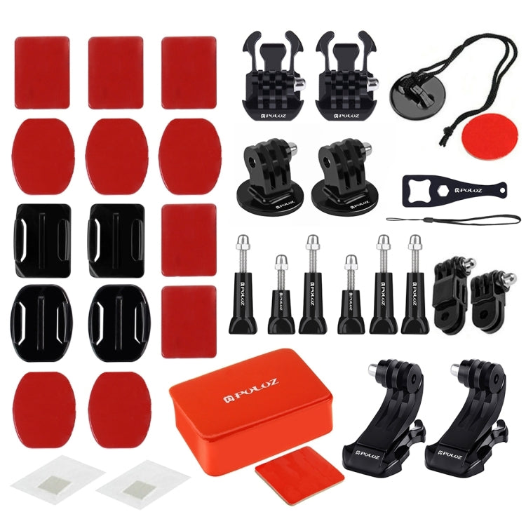 PULUZ 53 in 1 Accessories Total Ultimate Combo Kits (Chest Strap + Suction Cup Mount + 3-Way Pivot Arms + J-Hook Buckle + Wrist Strap + Helmet Strap + Extendable Monopod + Surface Mounts + Tripod Adapters + Storage Bag + Handlebar Mount) for GoPro, Ins...