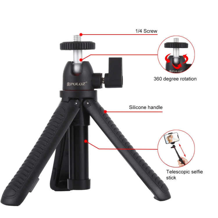PULUZ Selfie Sticks Tripod Mount + Phone Clamp with Tripod Adapter & Long Screw