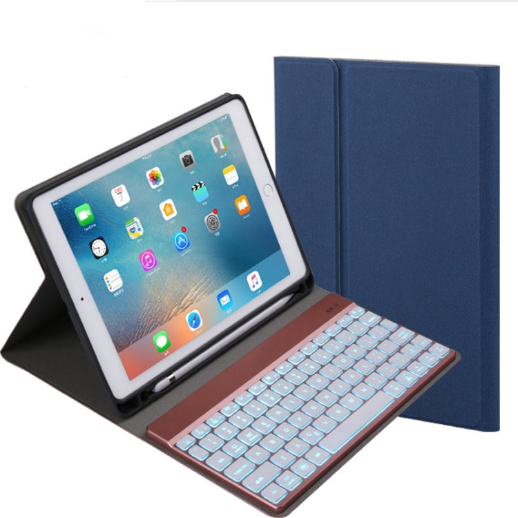 508A Detachable Bluetooth Keyboard + Horizontal Flip Leather Tablet Case with Holder & Colorful Backlight for iPad Pro 9.7 inch, iPad Air, iPad Air 2, iPad 9.7 inch (2017), iPad 9.7 inch (2018), 508A Champagne Gold, 508A Blue