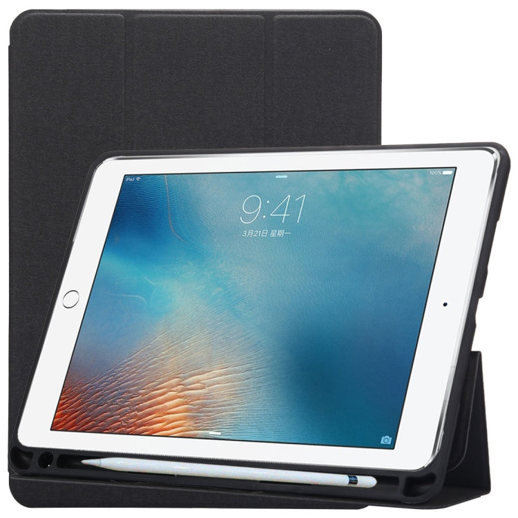 Cloth Texture Pattern Case for iPad 9.7 (2018) & iPad 9.7 inch (2017), with Three-folding Holder & Pen Slots, For  iPad 9.7 (2018) & iPad 9.7, For iPad 9.7 (2018) & iPad 9.7, For iPad 9.7 (2018) & iPad 9.7(2017), For iPad 9.7 (2018) & iPad 9.7 (2017)