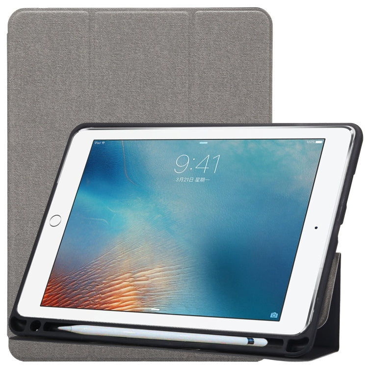 Cloth Texture Pattern Case for iPad 9.7 (2018) & iPad 9.7 inch (2017), with Three-folding Holder & Pen Slots, For iPad 9.7 (2018) & iPad 9.7, For iPad 9.7 (2018) & iPad 9.7(2017), For iPad 9.7 (2018) & iPad 9.7 (2017), For  iPad 9.7 (2018) & iPad 9.7