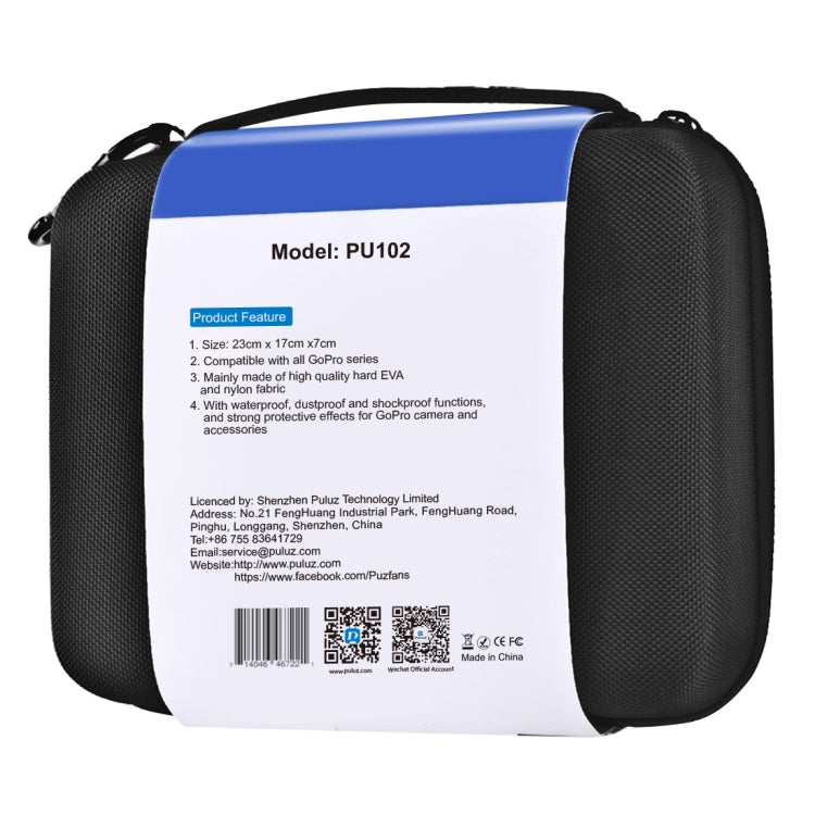 PULUZ Waterproof Carrying and Travel Case for for GoPro, Insta360, DJI and Other Action Cameras Accessories, Medium Size: 23cm x 17cm x 7cm, US Stock Black, UK Stock Black, For GoPro, Size: 23cm x 17cm x 7cm