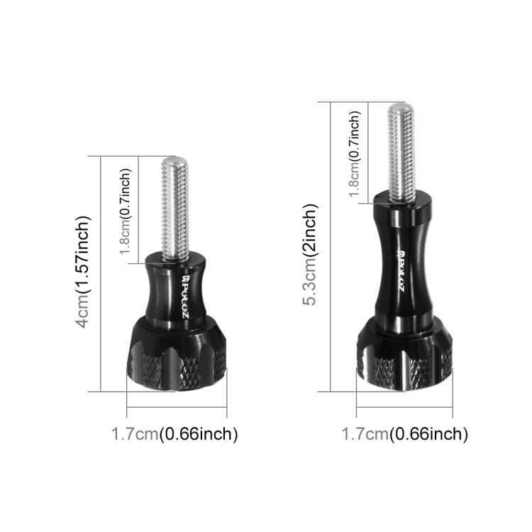 PULUZ CNC Aluminum Thumb Knob Stainless Bolt Nut Screw Set for GoPro Hero12 Black / Hero11 /10 /9 /8 /7 /6 /5, Insta360 Ace / Ace Pro, DJI Osmo Action 4 and Other Action Cameras, 2 Black Screws (Aluminum), 2 Gold Screws (Aluminum)����������������������...