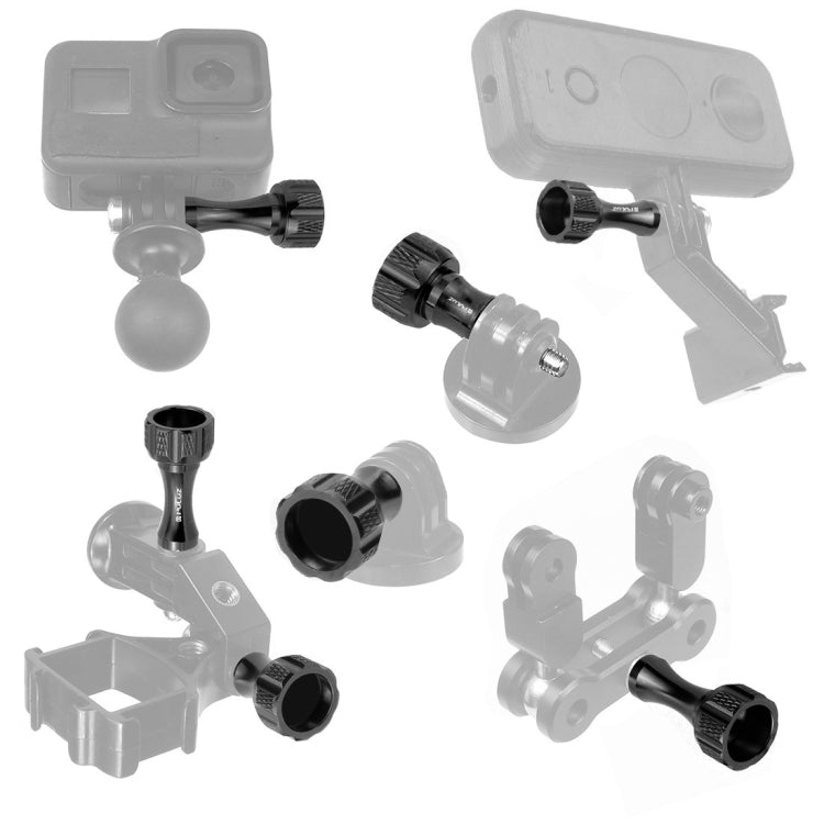 PULUZ CNC Aluminum Thumb Knob Stainless Bolt Nut Screw Set for GoPro Hero12 Black / Hero11 /10 /9 /8 /7 /6 /5, Insta360 Ace / Ace Pro, DJI Osmo Action 4 and Other Action Cameras, 2 Black Screws (Aluminum), 2 Gold Screws (Aluminum)����������������������...