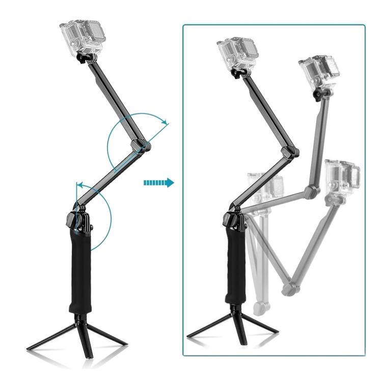 PULUZ 3-Way Grip Foldable Tripod Selfie-stick Extension Monopod for GoPro, Insta360 ONE R, DJI Osmo Action and Other Action Cameras, Length: 20-58cm, Length: 20-58cm, Length: 20-58cm(AE)