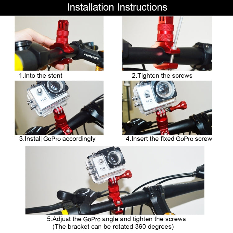 PULUZ 360 Degree Rotation Bike Aluminum Handlebar Adapter Mount with Screw for GoPro, Insta360, DJI and Other Action Cameras, AE Stock (Blue), US Stock (Red), China Stock (Red), US Stock (Blue), China Stock (Blue), US Stock (Black), China Stock (Black)...