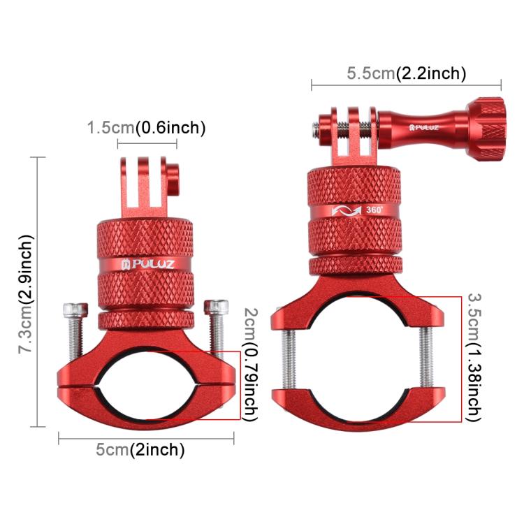 PULUZ 360 Degree Rotation Bike Aluminum Handlebar Adapter Mount with Screw for GoPro, Insta360, DJI and Other Action Cameras, AE Stock (Blue), US Stock (Red), China Stock (Red), US Stock (Blue), China Stock (Blue), US Stock (Black), China Stock (Black)...