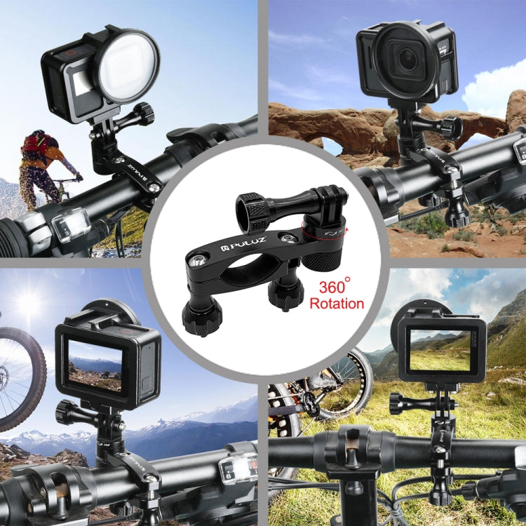 PULUZ 360 Degree Rotation Bike Aluminum Handlebar Adapter Mount with Screw for GoPro, Insta360, DJI and Other Action Cameras