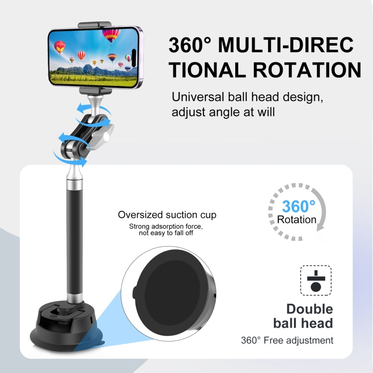 PULUZ Car Suction Cup Arm Mount Phone Tablet Magnetic Holder with Phone Clamp