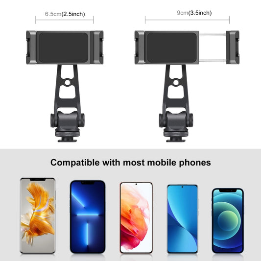 Z-axis phone holder mounted on tripod with smartphone positioned at optimal viewing angle