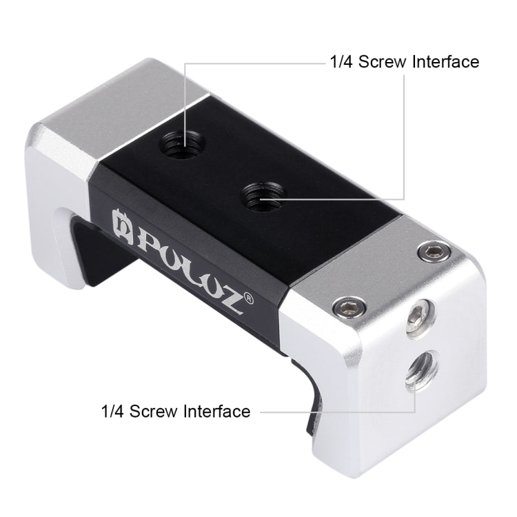 PULUZ Universal Phone Aluminum Alloy Clamp Holder Bracket with Cold Shoe For iPhone, Galaxy, Huawei, Xiaomi, Sony, HTC, Google and other Smartphones