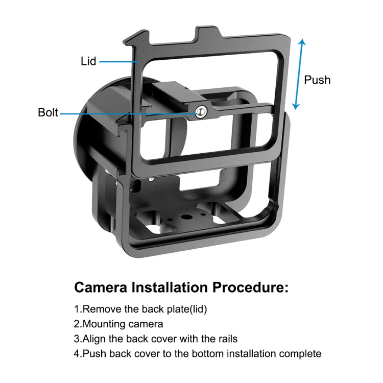 PULUZ for GoPro HERO13 Black /12 Black /11 Black /10 Black /9 Black Thicken Housing Shell CNC Aluminum Alloy Protective Cage with Insurance Frame & 52mm UV Lens, For GoPro HERO9 Black Thicken