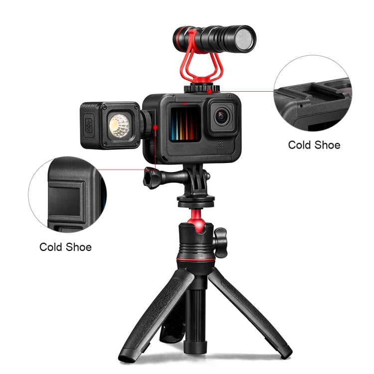 PULUZ Chargeable PA Frame Mount Cage with Cold Shoe Base Slot for GoPro HERO13 Black /12 Black /11 Black /11 Black Mini /10 Black /9 Black, Chargeable PA Frame Mount