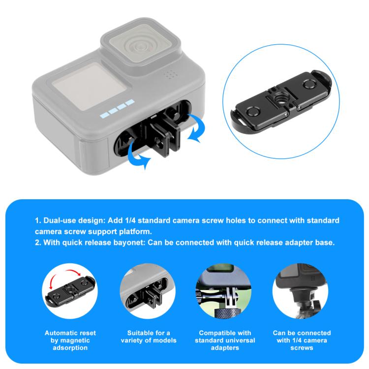 PULUZ Quick Release Magnetic Folding Finger Base Mount for GoPro HERO12 Black /11 Black /11 Black mini /10 Black /9 Black /8 Black / Max, Folding Finger Base Mount