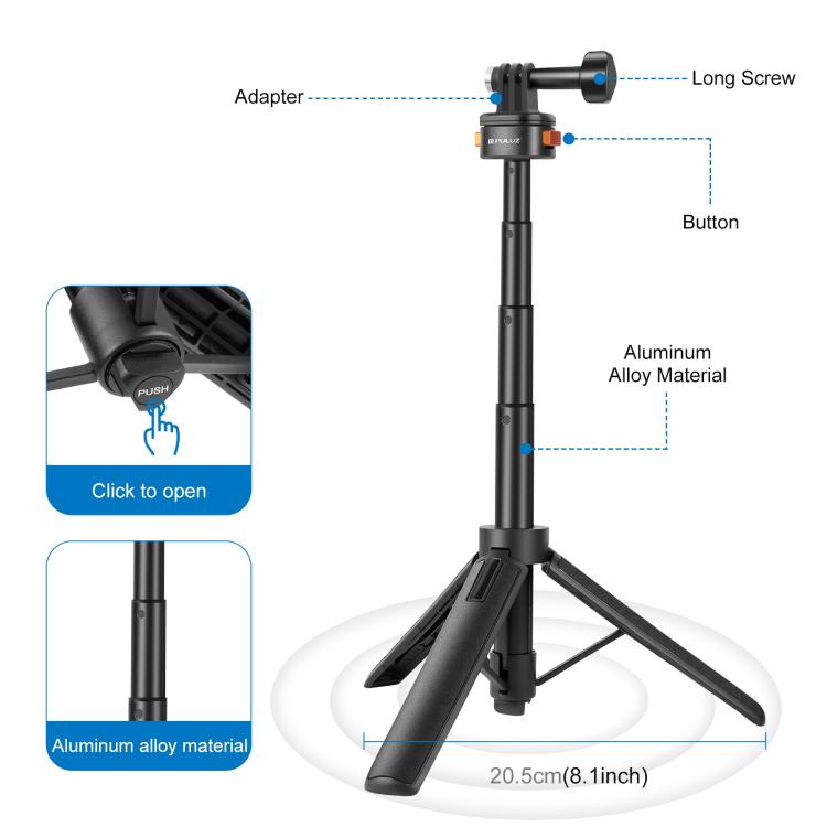 PULUZ Mini Magnetic Quick Release Selfie Stick Tripod, Magnetic Quick Release Tripod