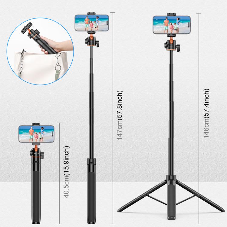 PULUZ 1.3m Phone Selfie Stick Tripod Vlog Live Streaming Holder with Phone Clip, 1.4m  Phone Tripod