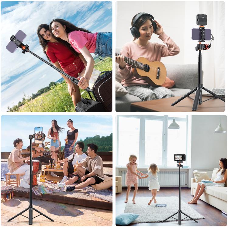 PULUZ 1.3m Phone Selfie Stick Tripod Vlog Live Streaming Holder with Phone Clip, 1.4m  Phone Tripod