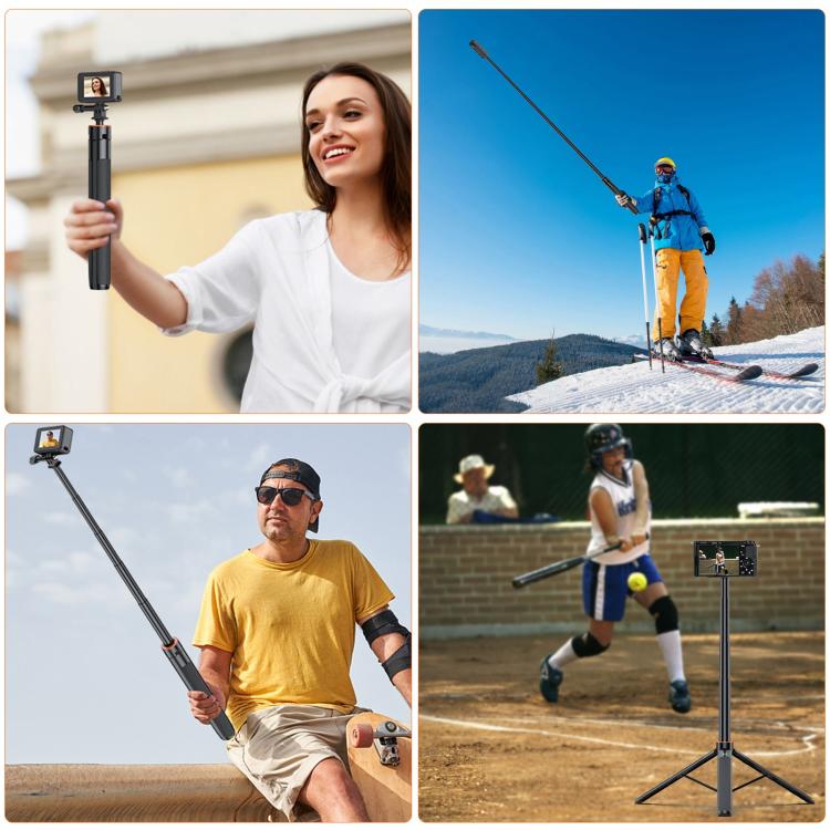 PULUZ 1.3m Action Camera Selfie Stick Tripod Vlog Live Streaming Holder, 1.4m Action Camera Tripod