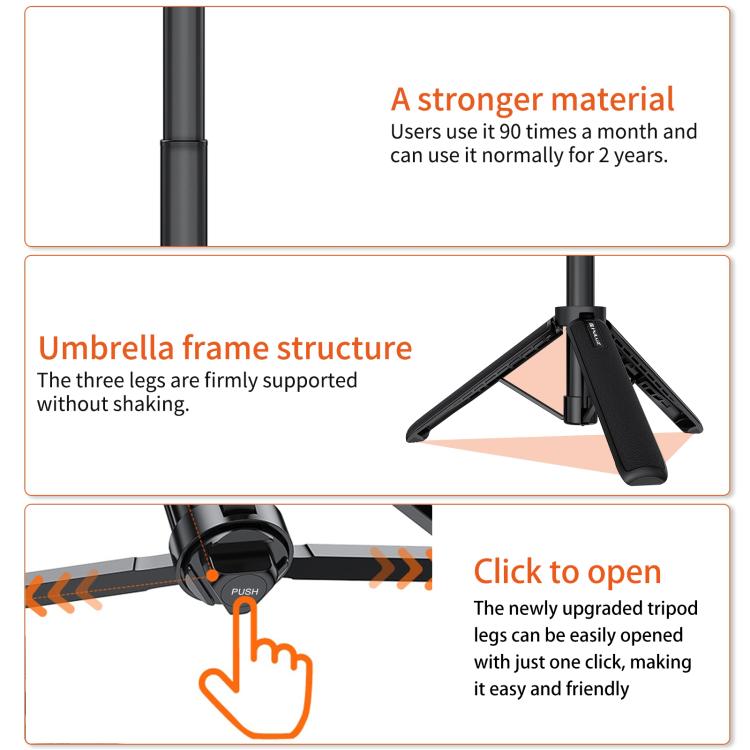 PULUZ Action Camera Extension Tripod Selfie Stick Stand for GoPro, Action Camera Tripod