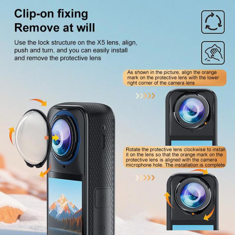 For Insta360 X5 PULUZ Rotating Optical Tempered Glass Lens Guard Protective Cover, Rotating Lens Guard