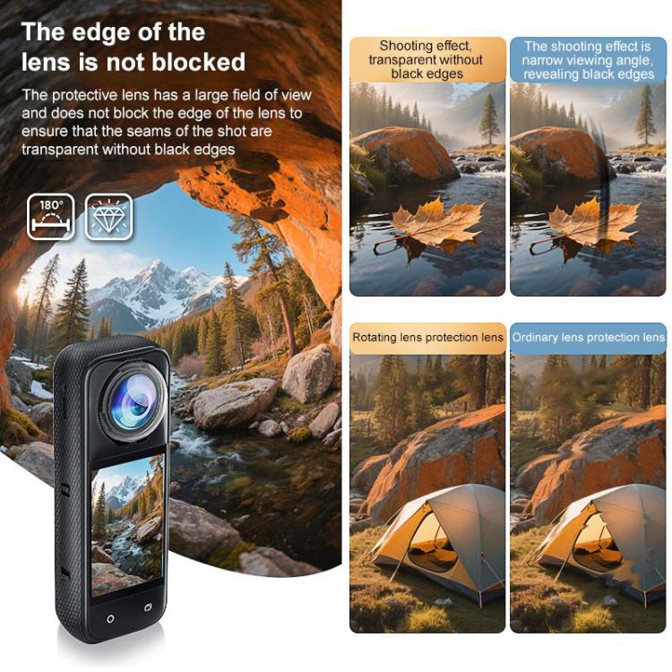 For Insta360 X5 PULUZ Rotating Optical Tempered Glass Lens Guard Protective Cover, Rotating Lens Guard