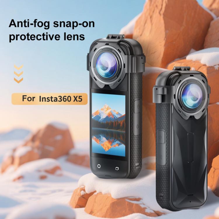 For Insta360 X5 PULUZ Snap-on Optical Tempered Glass Lens Guard Protective Cover, Snap-on Lens Guard