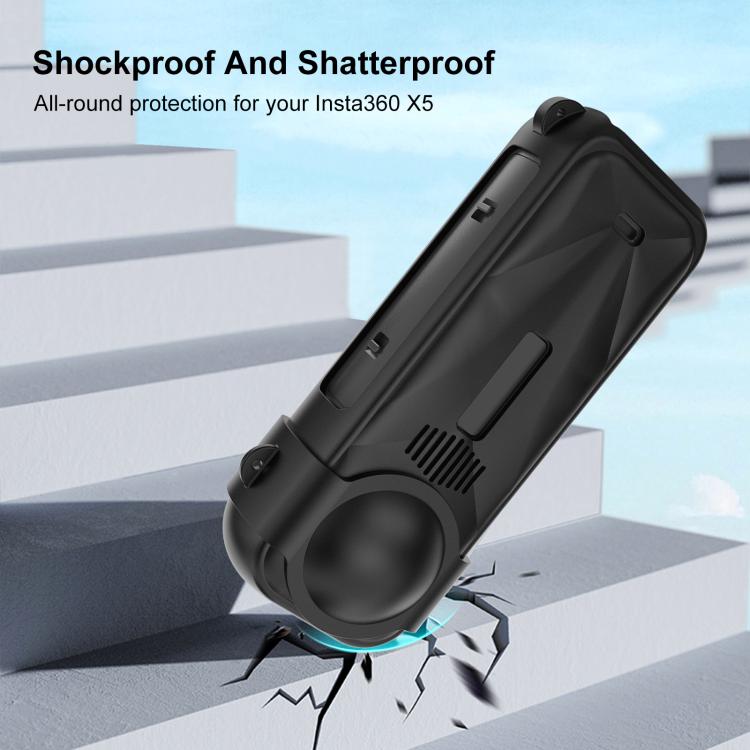 For Insta360 X5 PULUZ Silicone Protective Case with Lens Cover, Silicone Case with Lens Cover (Black), Silicone Case with Lens Cover (Blue), Silicone Case with Lens Cover (Red)