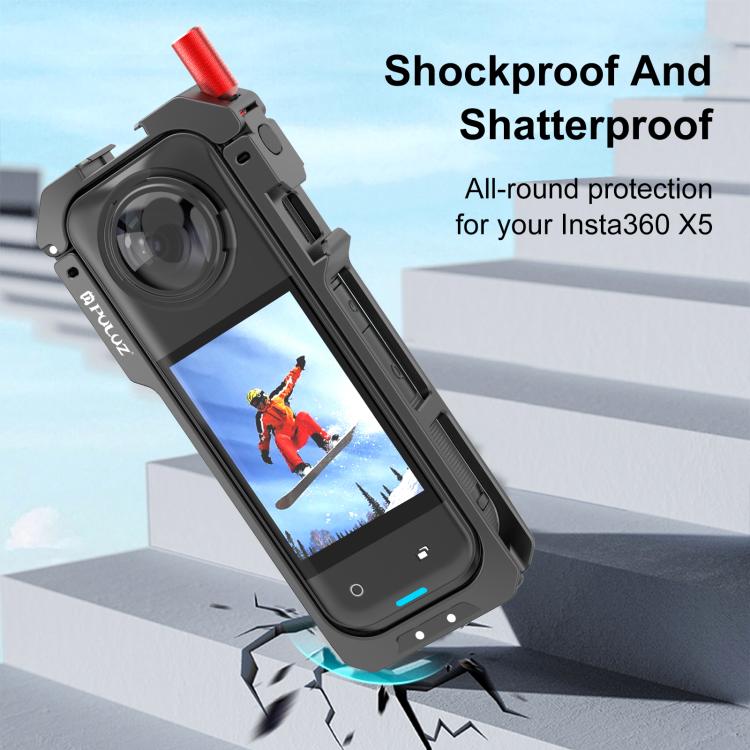 For Insta360 X5 PULUZ Metal Protective Cage Rig Housing Frame with Lens Cover, Metal Protective Cage