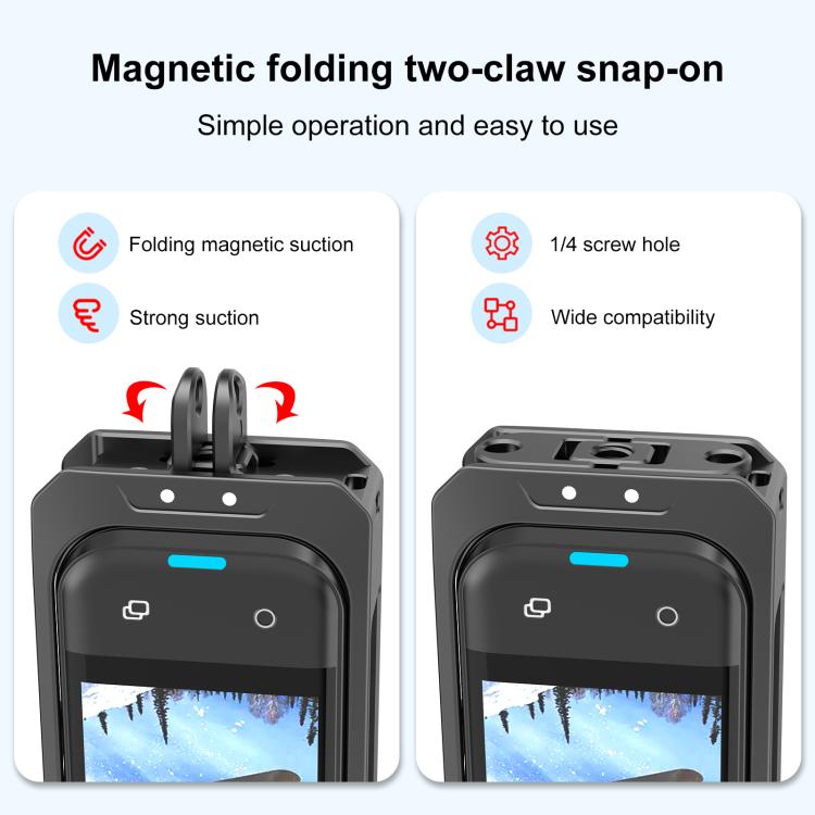 For Insta360 X5 PULUZ Metal Protective Cage Rig Housing Frame with Lens Cover, Metal Protective Cage