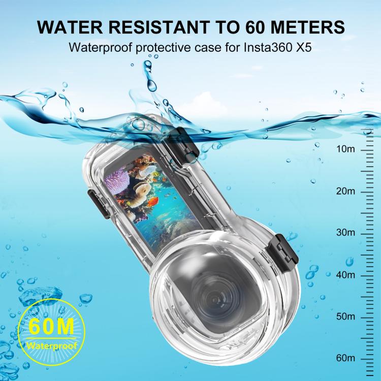 Insta360 X5 Waterproof Diving Case - 60m Depth Rating