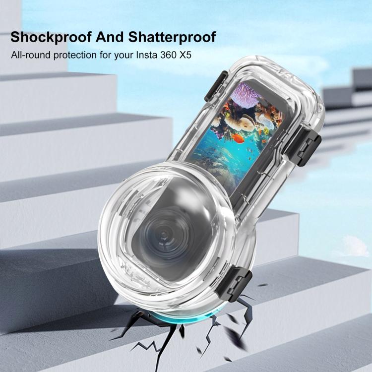 For Insta360 X5 PULUZ Quick Release 60m Waterproof Sealed Diving Case