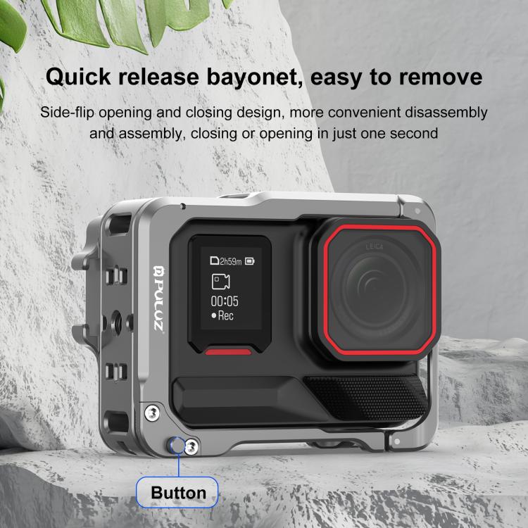 For Insta360 Ace Pro 2 PULUZ Aluminum Alloy Protective Cage Rig Dual Cold Shoe Housing Frame, For Insta360 Ace Pro 2 Meta Cage