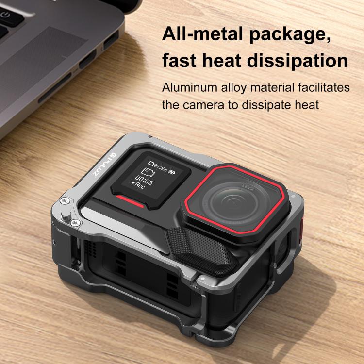 For Insta360 Ace Pro 2 PULUZ Aluminum Alloy Protective Cage Rig Dual Cold Shoe Housing Frame, For Insta360 Ace Pro 2 Meta Cage