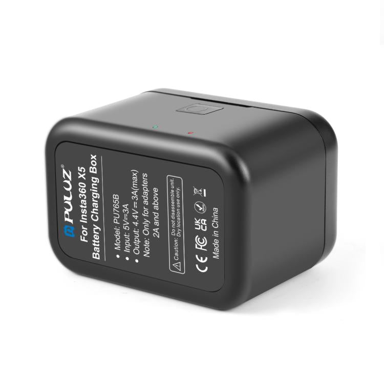 For Insta360 X5 PULUZ Dual-Batteries Charging Box Battery & Memory Card Storage Case, For Insta360 X5 Batteries Charging Box