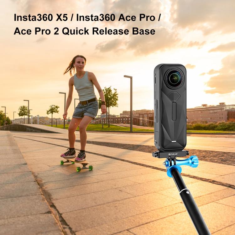 For Insta360 X5 / Ace Pro / Pro 2 PULUZ Aviation Aluminum Quick Release Base Adapter Bracket, Aluminum Quick Release Base